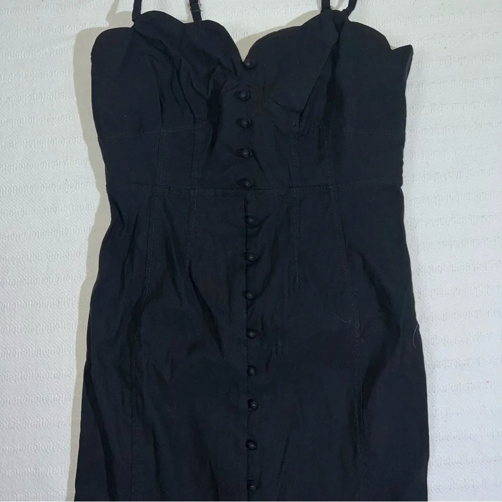 Anthropologie Womens Midi Dress Size 6 Black Preppy Party Celebration Front Slit - Picture 6 of 14